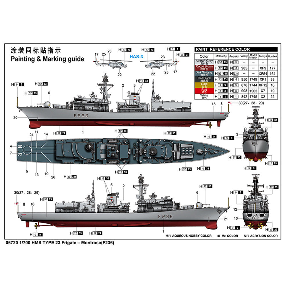 06720 1/700 HMS Type 23 Frigate MontroseF236 Plastic Model Kit