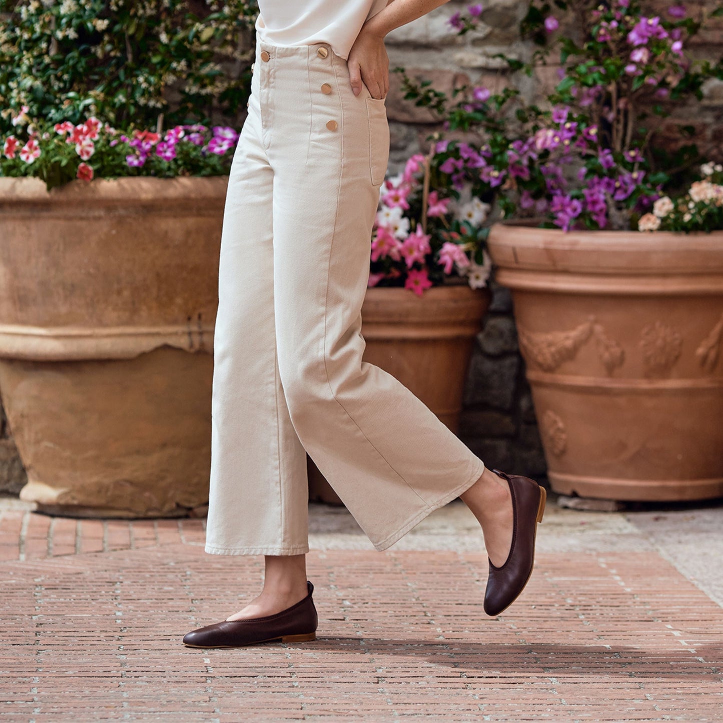 Valleria Leather Flats Chocolate - Last Chance