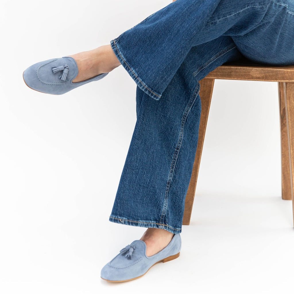 Lea Suede Loafers Celeste - Last Chance