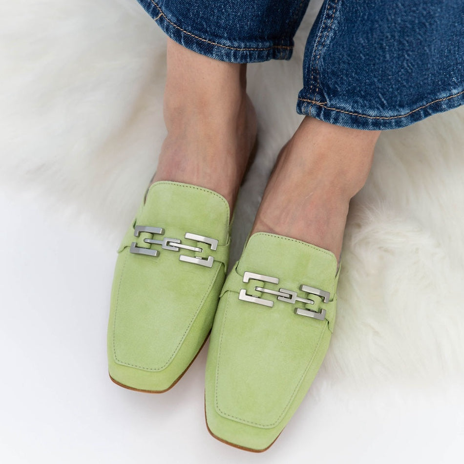 Cecile Mules Pistachio