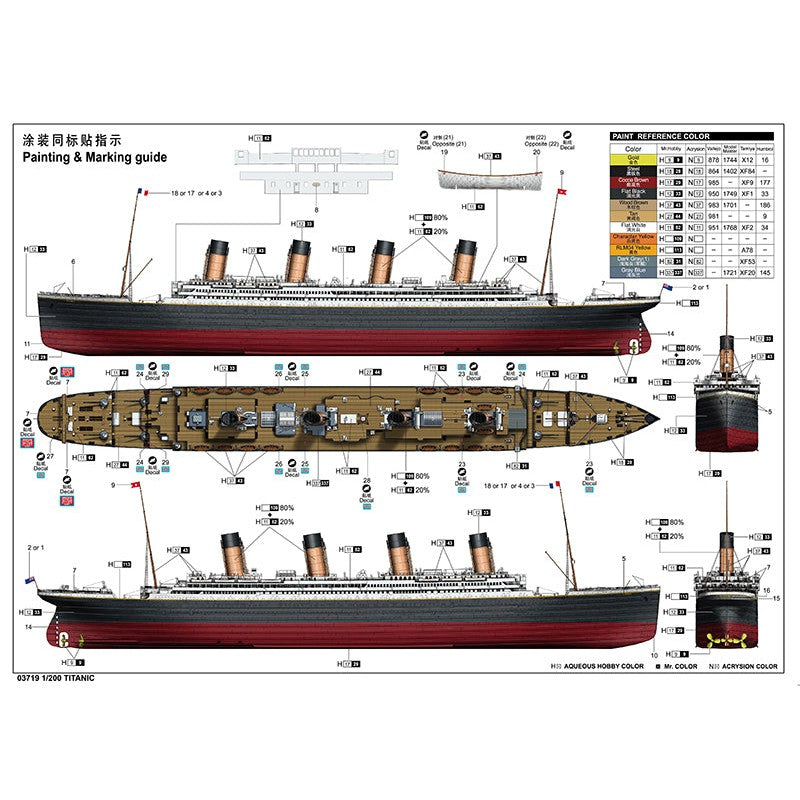 03719 1/200 Titanic with  LED Light Set Plastic Model Kit