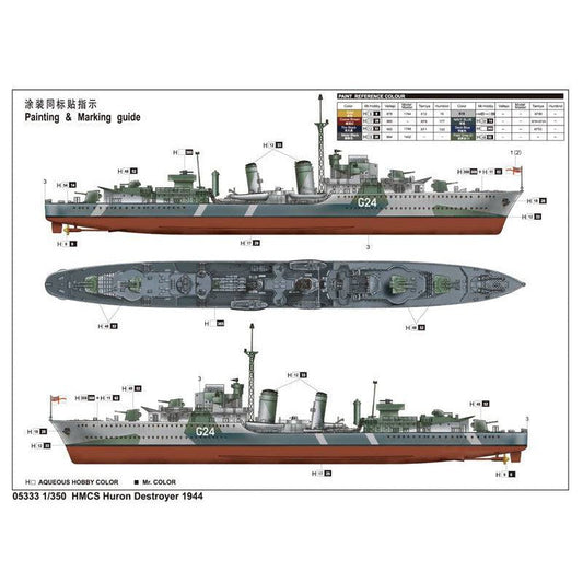 05333 1/350 HMCS Huron Destroyer 1944 with Australian Decals Plastic Model Kit