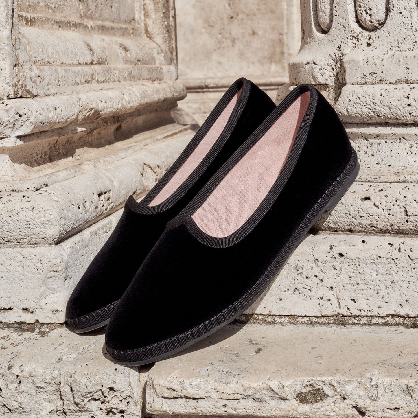 Allegra Velvet Flats Nero - Last Chance