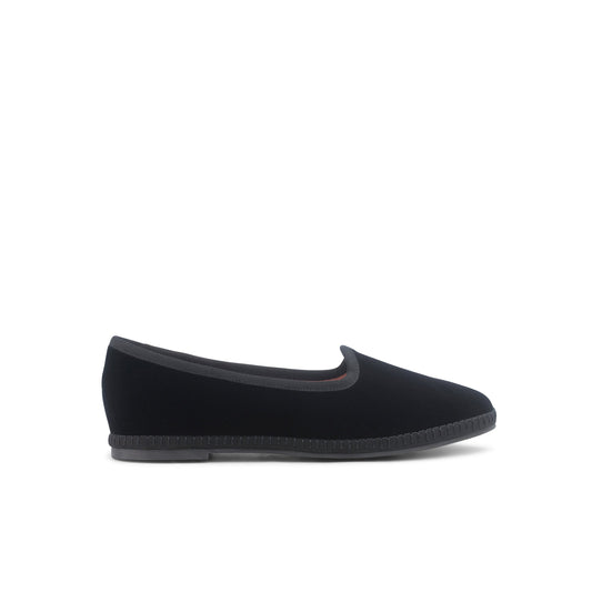 Allegra Velvet Flats Nero - Last Chance