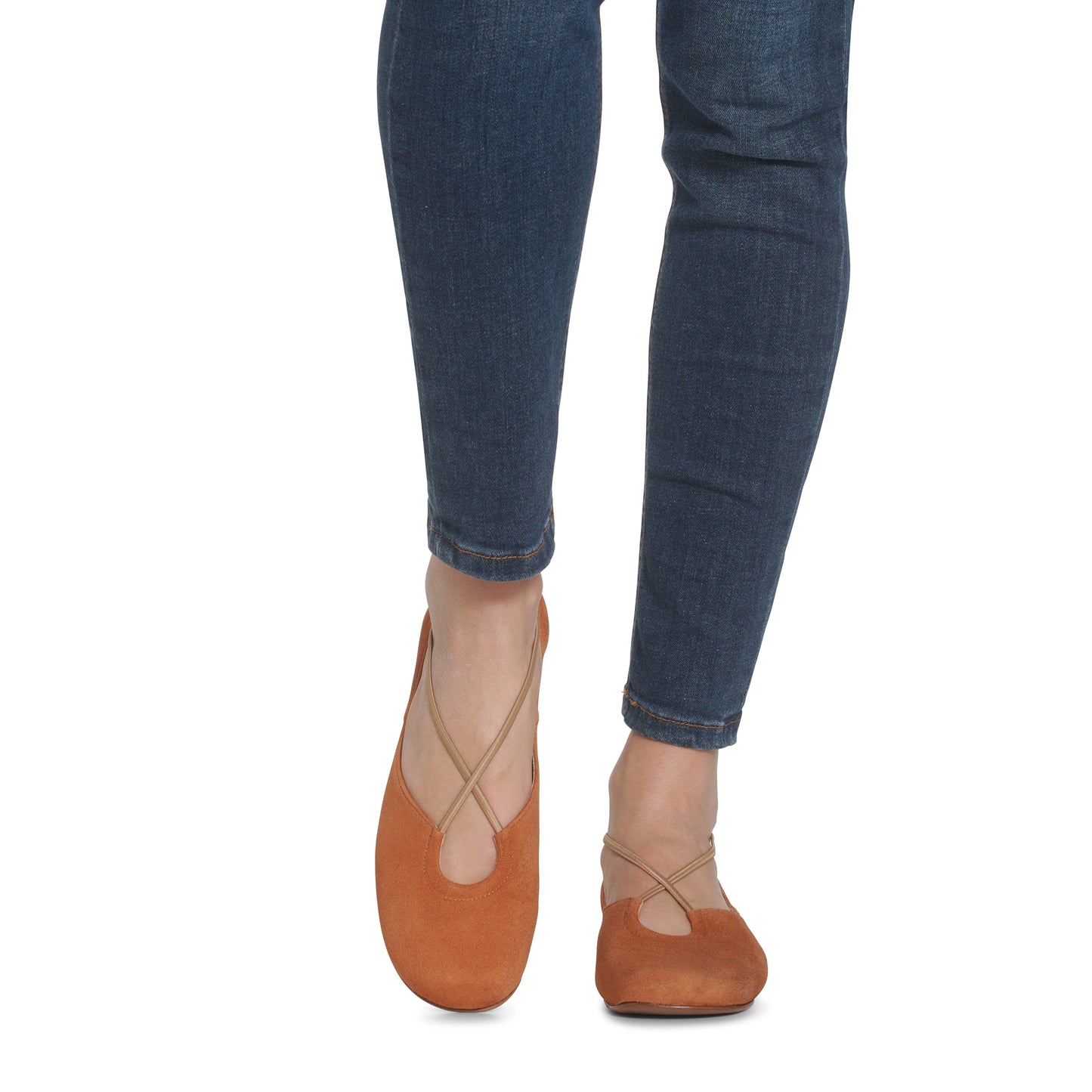 Bria Suede  Flats Cuoio - Last Chance