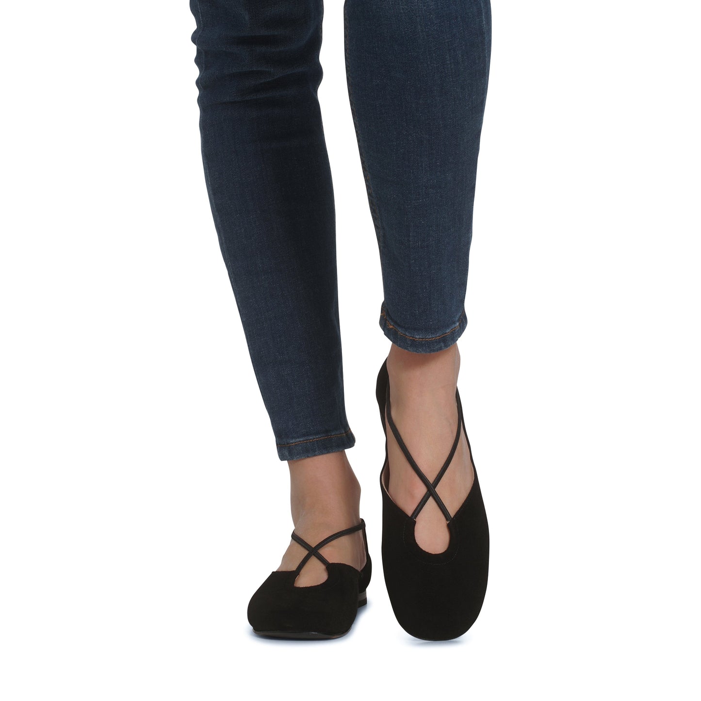 Bria Suede Flats Nero - Last Chance