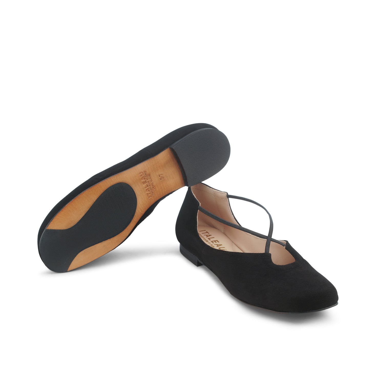 Bria Suede Flats Nero - Last Chance