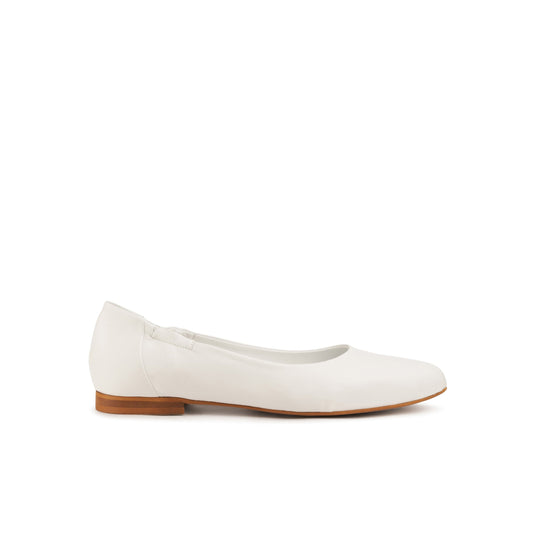 Mara Leather Ballet Flats Bianco - Last Chance