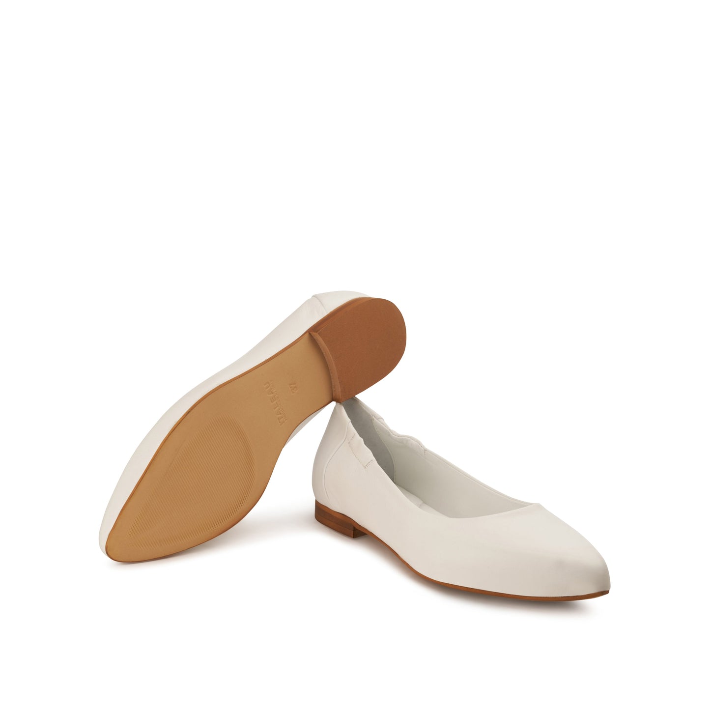 Mara Leather Ballet Flats Bianco - Last Chance