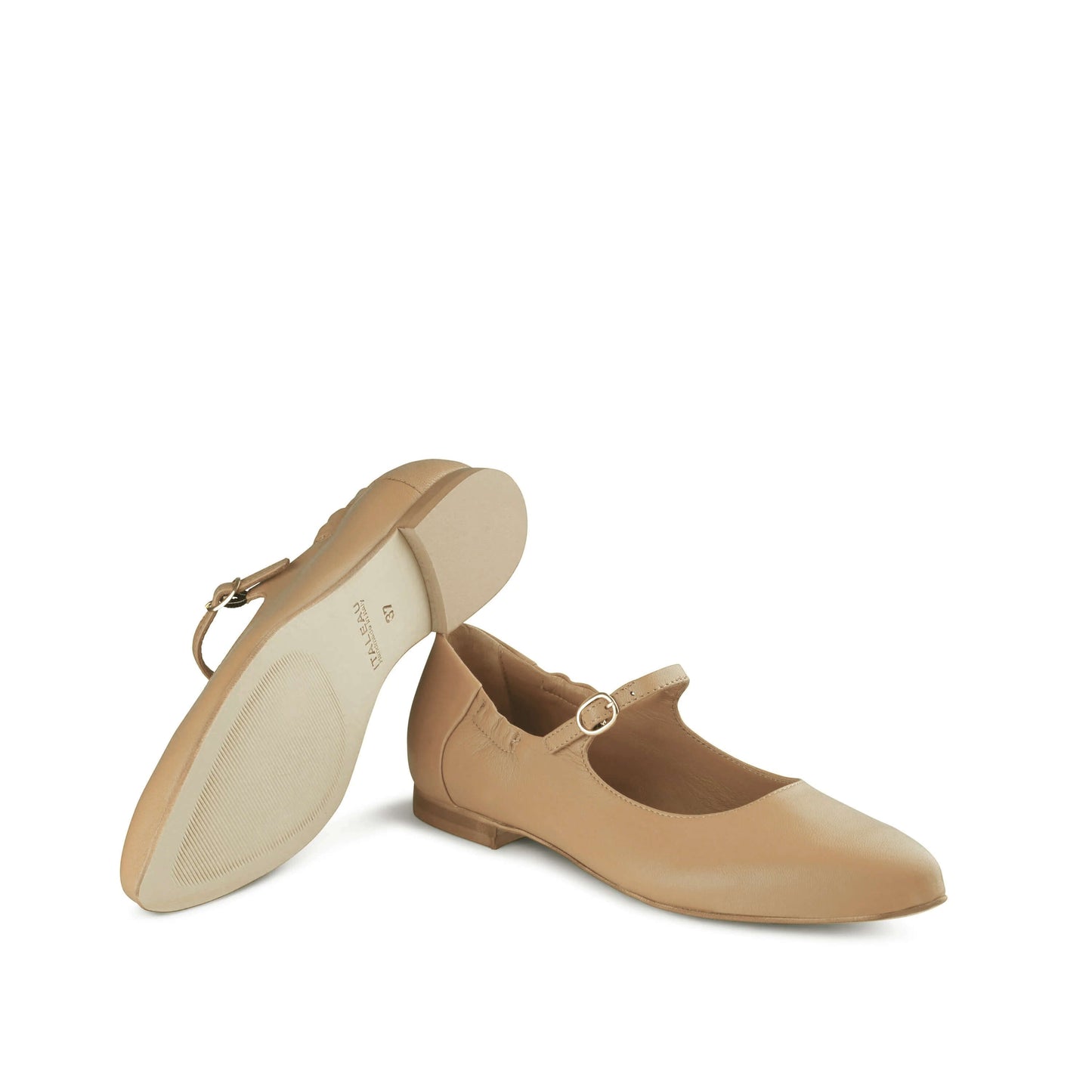 Melia Leather Flats Sand - Last Chance