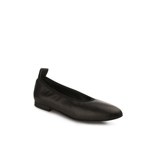 Valleria Leather Flats Jet Black - Last Chance