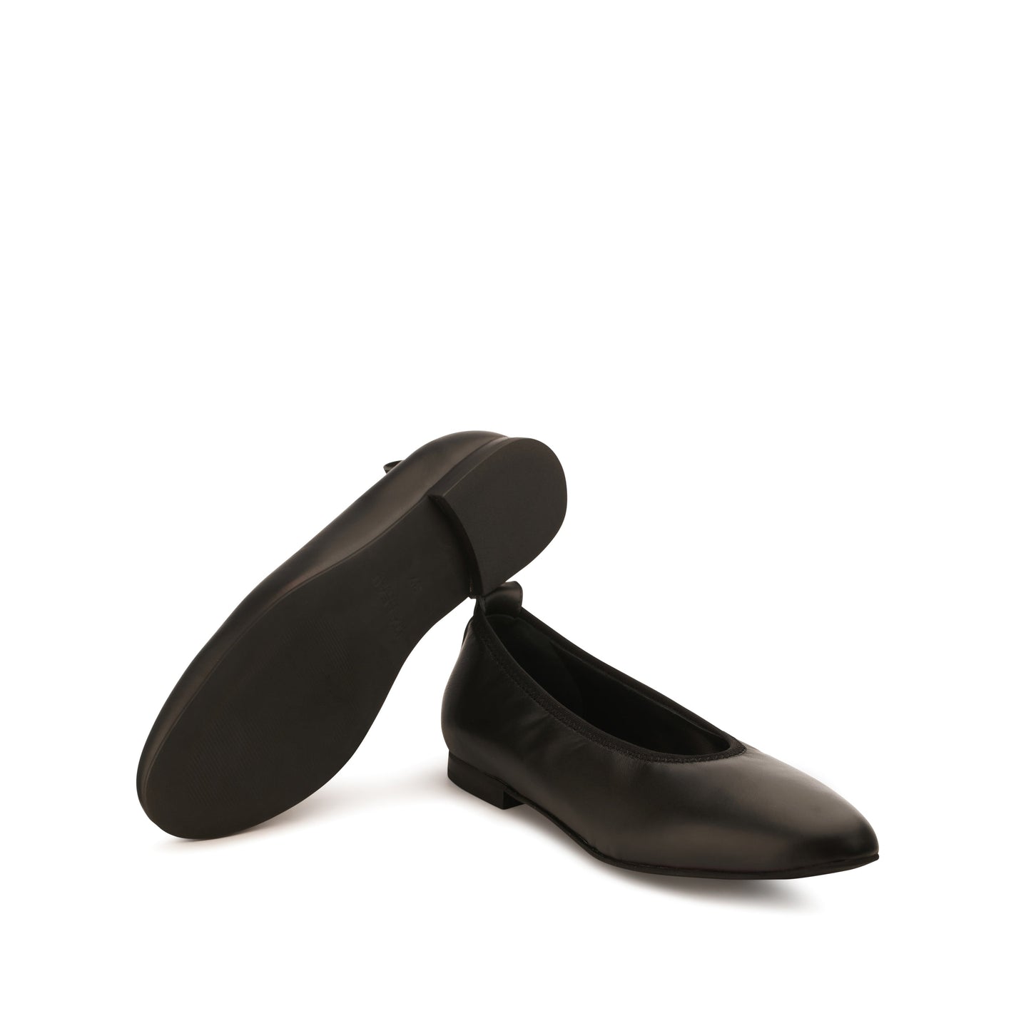 Valleria Leather Flats Jet Black - Last Chance