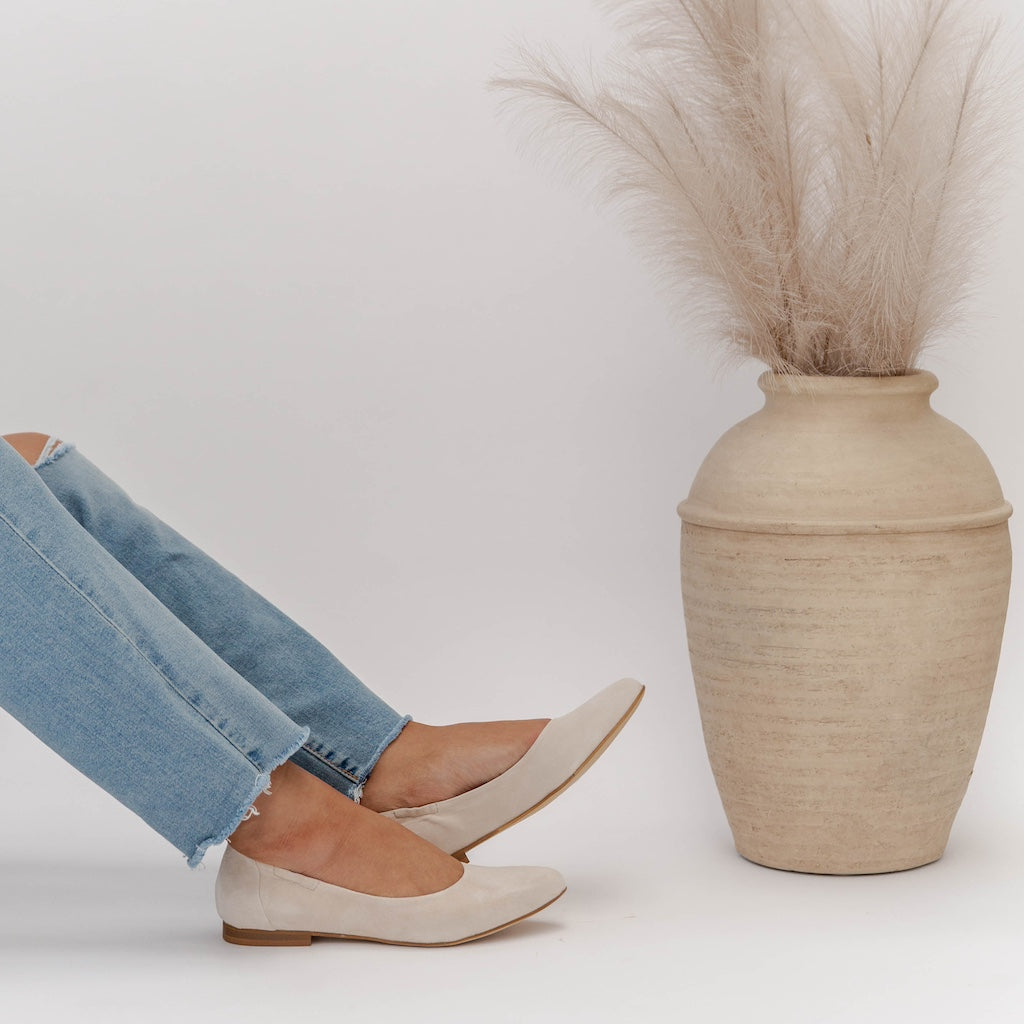 Mara Suede Ballet Flats Bone